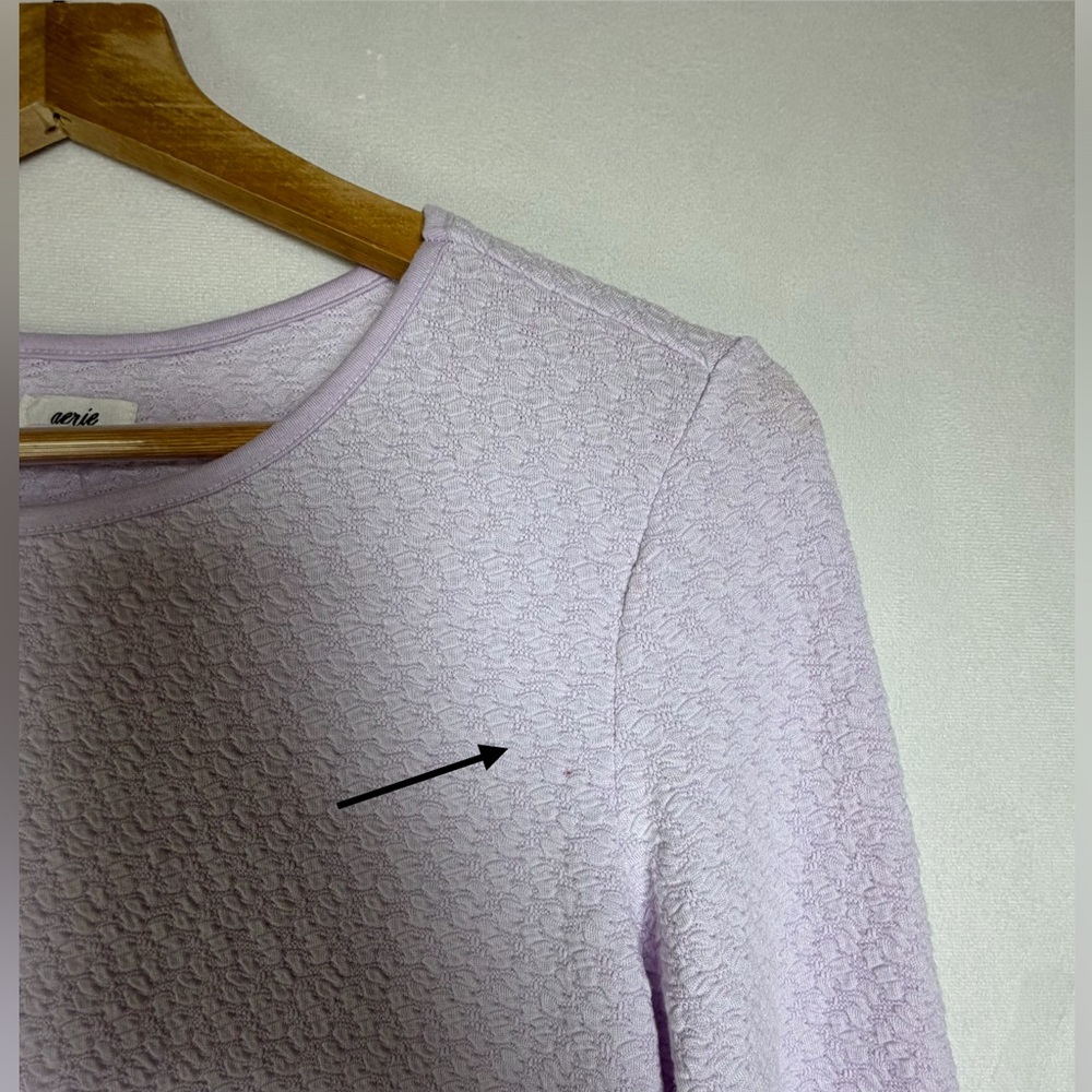 Aerie Lavender Women’s Textured Cropped Long Sleeve Top Coquette Balletcore Sz M - Picture 5 of 7